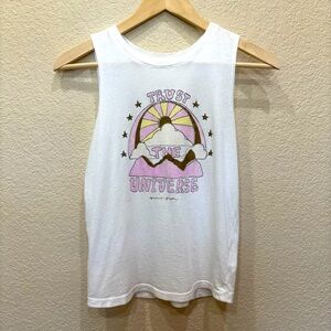 Spiritual Gangster “Trust the Universe” White Tank Top Girls Size 14